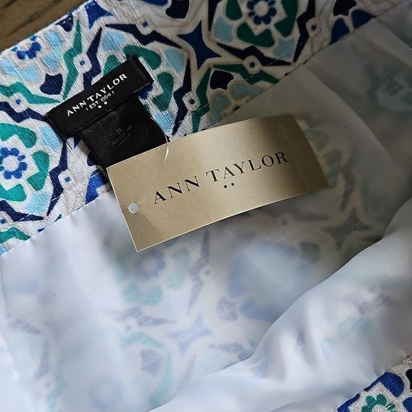 Ann Taylor Factory NWT Blue Green and White Pencil Skirt Sz 8 - Picture 12 of 16